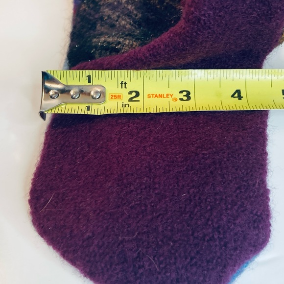 Upcycled Wool Sweater Mittens Blue/Maroon Button Detail Soft Fleece Lining Warm - Picture 7 of 8